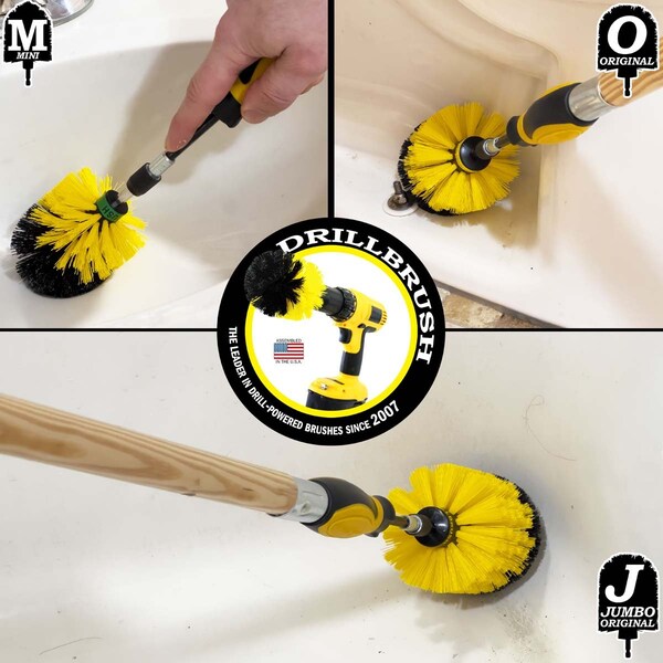 Cepillo eléctrico para taladro Drill Brush Power Scrubber de Useful Products 5 in W 7 in L Brush, Amarillo - Y-S-JOM-HD-QC-DB