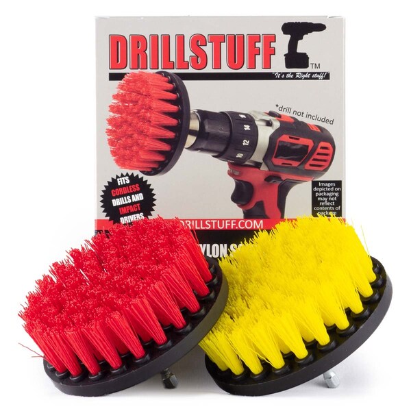 Cepillo para taladro de cambio rápido de 4 pulgadas, Medium & Stiff drillbrush-Power Scrubbing, PK 2 - 4IN-S-RY-QC-DS