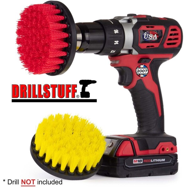 Cepillo para taladro de cambio rápido de 4 pulgadas, Medium & Stiff drillbrush-Power Scrubbing, PK 2 - 4IN-S-RY-QC-DS