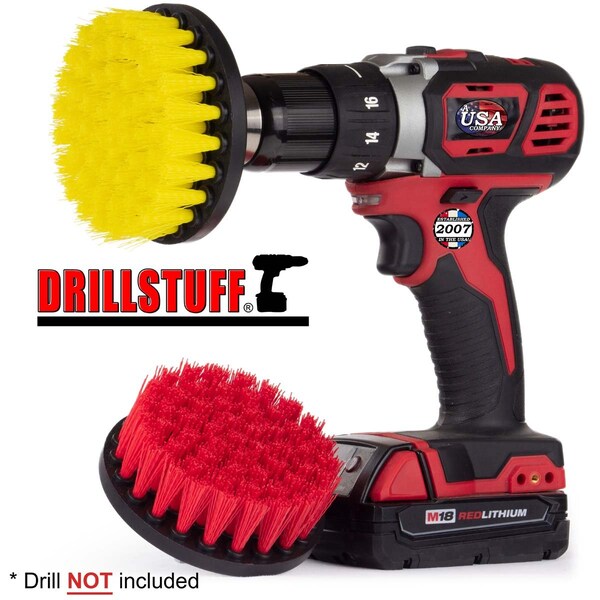 Cepillo para taladro de cambio rápido de 4 pulgadas, Medium & Stiff drillbrush-Power Scrubbing, PK 2 - 4IN-S-RY-QC-DS