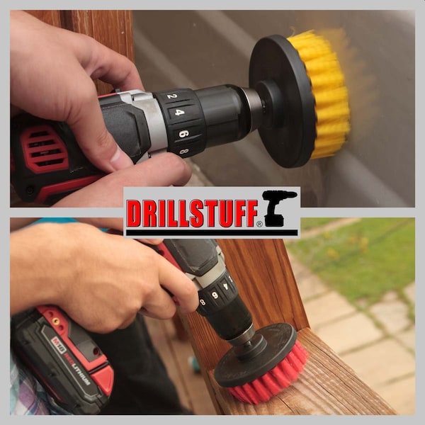 Cepillo para taladro de cambio rápido de 4 pulgadas, Medium & Stiff drillbrush-Power Scrubbing, PK 2 - 4IN-S-RY-QC-DS