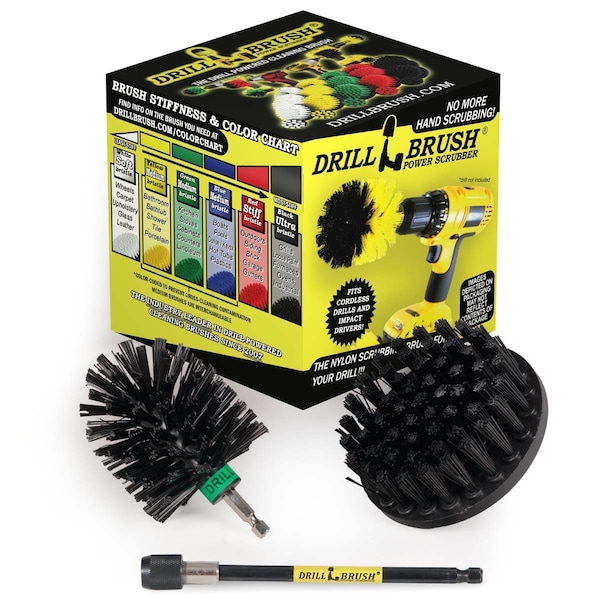 Cepillo de Taladro Power Scrubber de Useful Products 5 pulgadas de ancho 7 pulgadas de largo, color negro - K-S-4M-5X-QC-DB