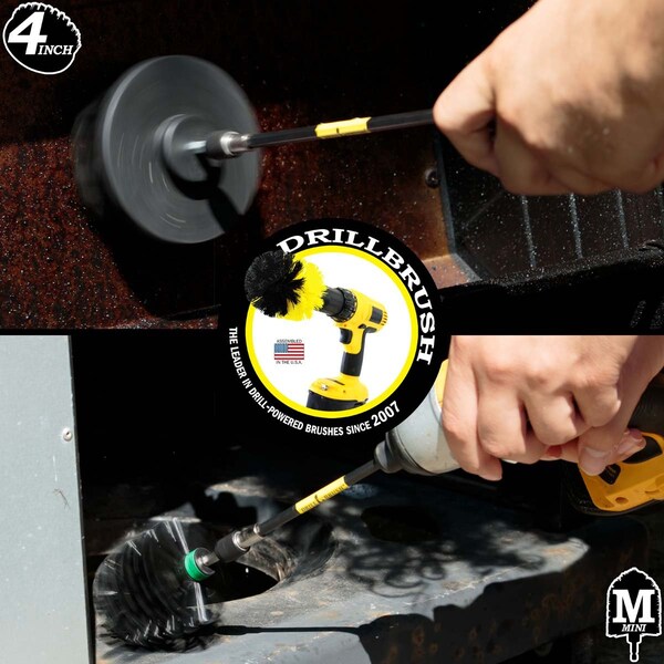 Cepillo de Taladro Power Scrubber de Useful Products 5 pulgadas de ancho 7 pulgadas de largo, color negro - K-S-4M-5X-QC-DB