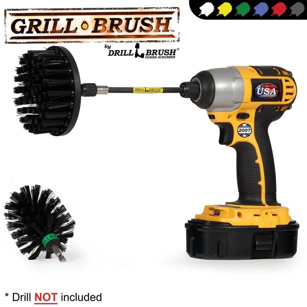 Cepillo de Taladro Power Scrubber de Useful Products 5 pulgadas de ancho 7 pulgadas de largo, color negro - K-S-4M-5X-QC-DB