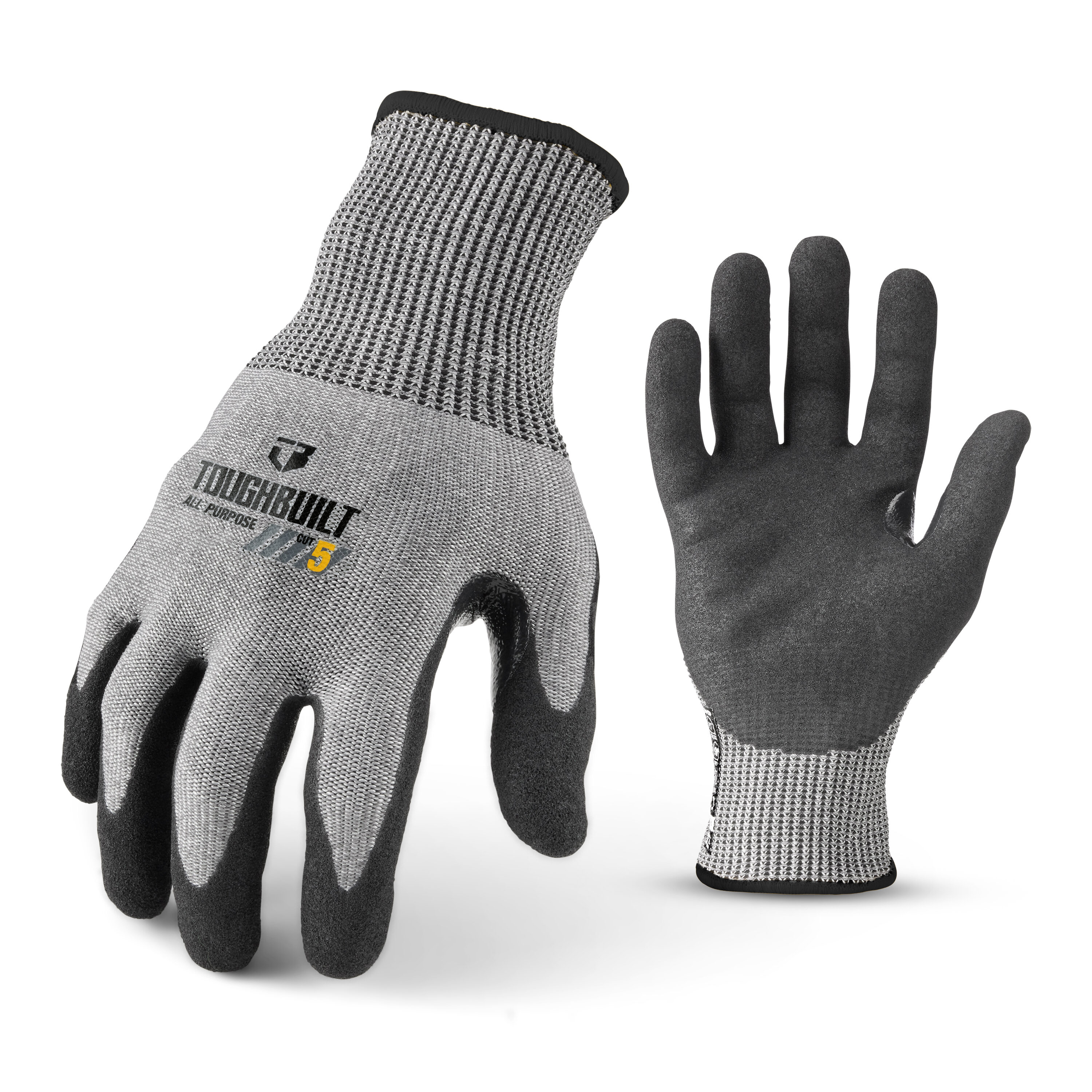 Guantes de Construcción TOUGHBUILT Grises Grandes de Nitrilo y HPPE sumergidos - 1 Par