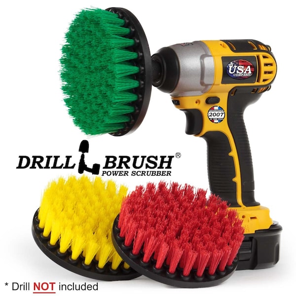 Cepillo taladro Power Scrubber de Useful Products 7 pulgadas de ancho y 5 pulgadas de largo, variedad - 5IN-S-GRY-QC-DB