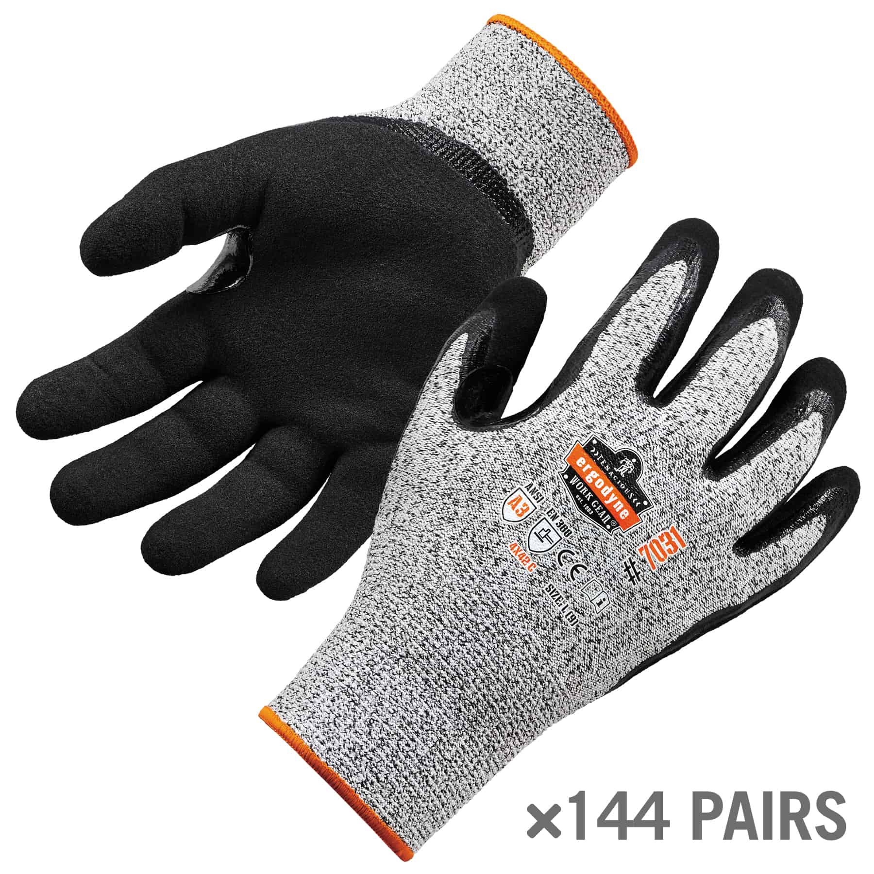 Guantes recubiertos de nitrilo gris extra grande - 144 pares