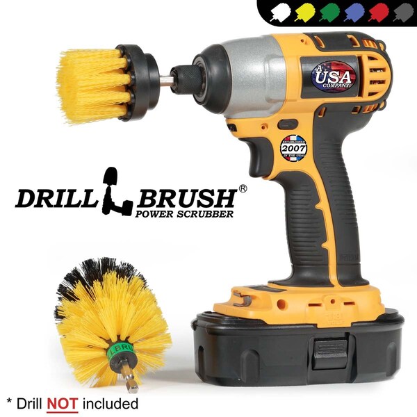 Cepillo Taladro Power Scrubber de Useful Products 5 in W 5 in L, Amarillo - Y-L-2M-QC-DB