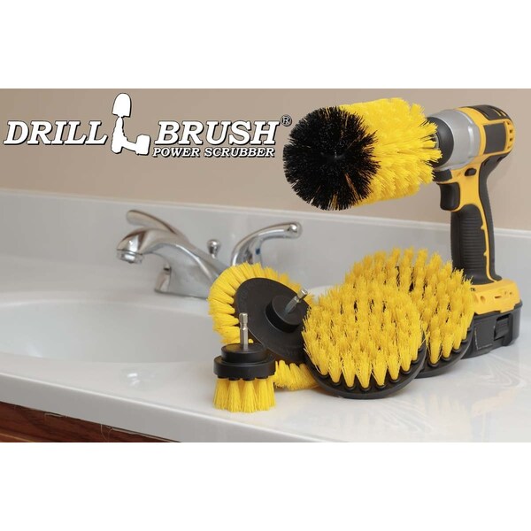 Cepillo de taladro Power Scrubber de Useful Products 5 pulgadas de ancho 7 pulgadas de largo, amarillo - Y-S-E542J-QC-DB