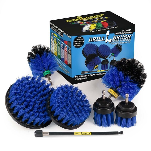 Cepillo Taladro Power Scrubber de Useful Products 7 in W 5 in L, Azul - B-542OMS-2L-7X-QC-DB