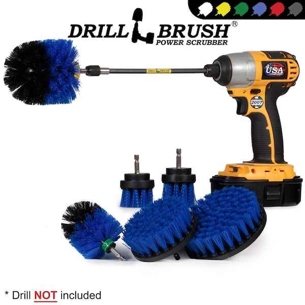 Cepillo Taladro Power Scrubber de Useful Products 7 in W 5 in L, Azul - B-542OMS-2L-7X-QC-DB