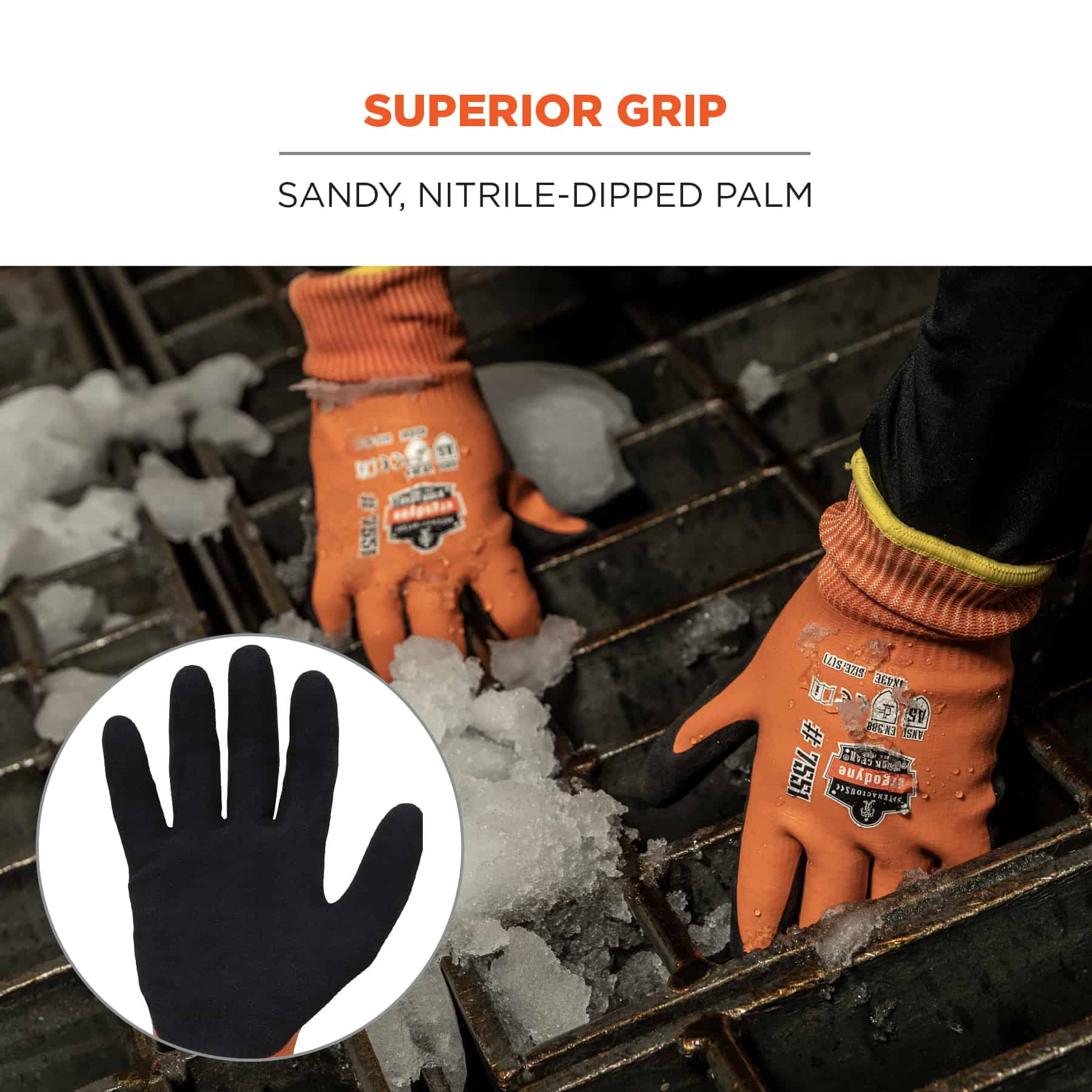 Guantes Ergodyne pequeños de látex naranja recubiertos de polietileno de alta densidad (HPPE) – 144 pares 17992.
