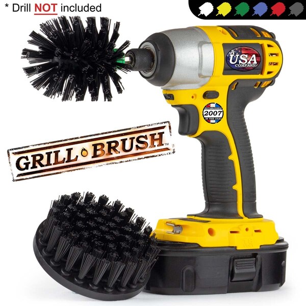 Cepillo para taladro Power Scrubber de Useful Products 5 pulgadas de ancho y 5 pulgadas de largo, color negro - K-S-4M-QC-DB