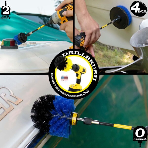 Cepillo taladro Power Scrubber de Useful Products 5 pulgadas de ancho 5 pulgadas de largo, Azul - B-S-42O-5X-QC-DB
