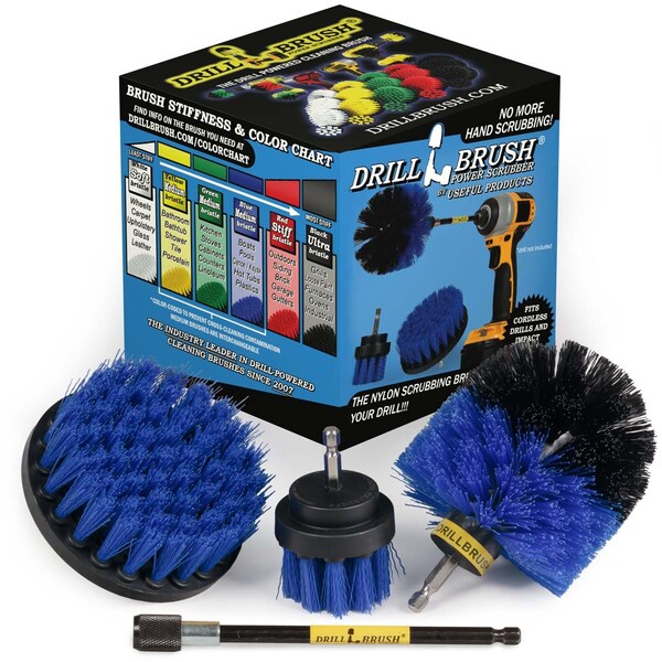 Cepillo taladro Power Scrubber de Useful Products 5 pulgadas de ancho 5 pulgadas de largo, Azul - B-S-42O-5X-QC-DB