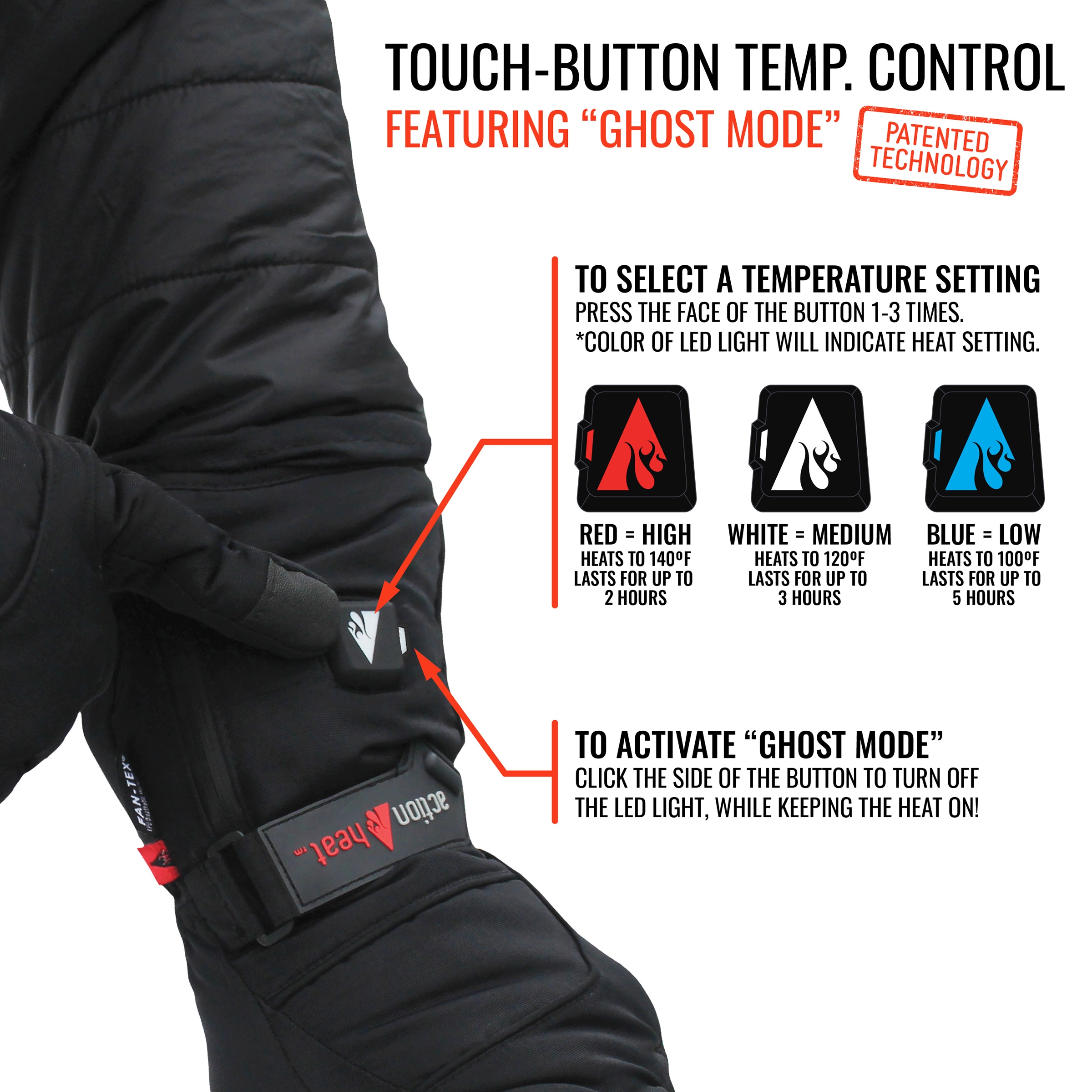 Guantes de clima frío de poliéster negro extra grande XX de ActionHeat