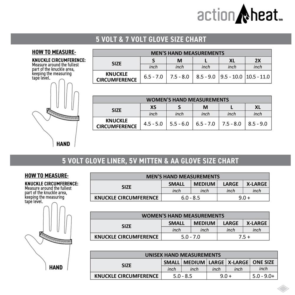 Guantes de clima frío de poliéster negro pequeños ActionHeat AH-FGL-5V-W-B-XS