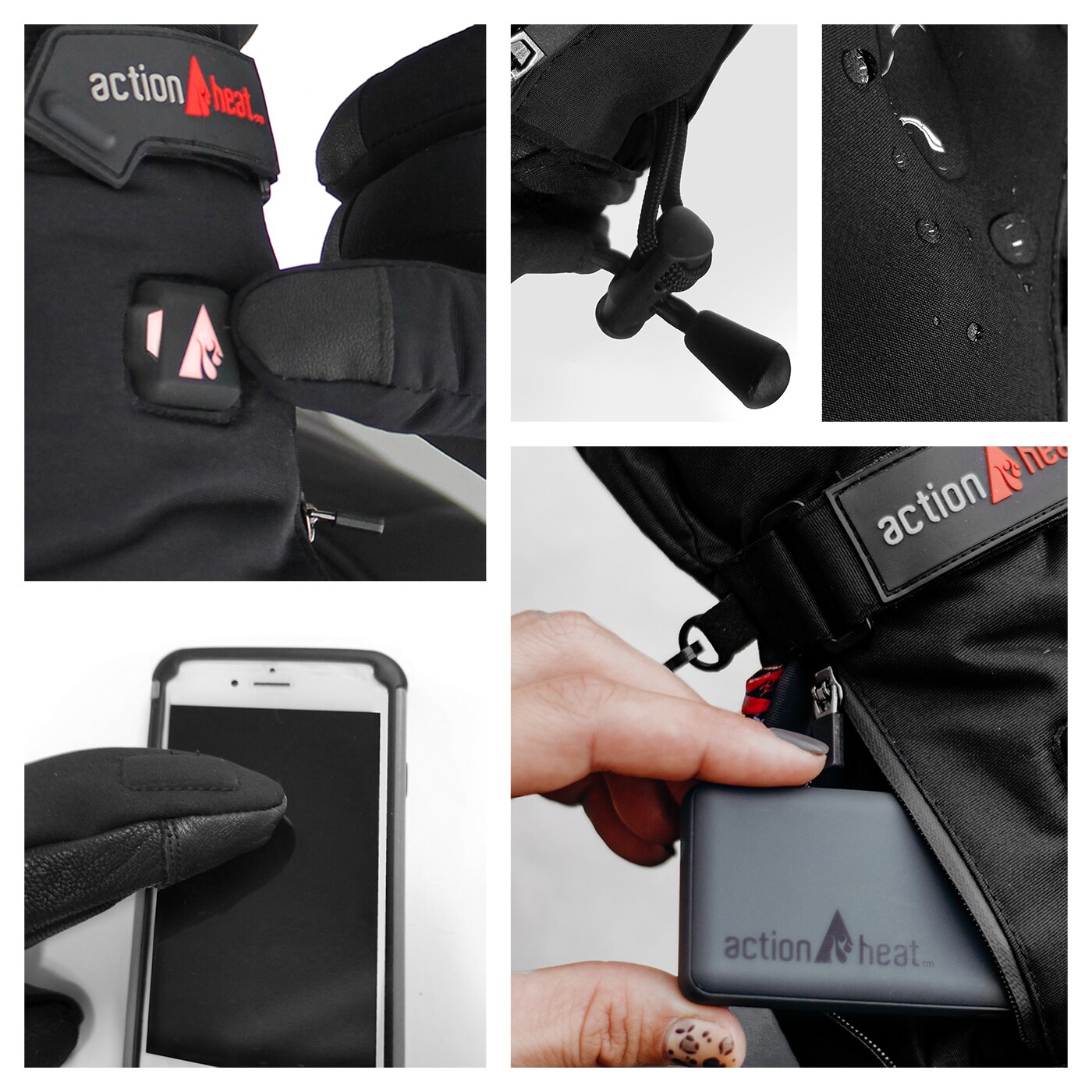 Guantes para clima frío de poliéster negro tamaño extra chico de ActionHeat AH-GV-5V-W-XS