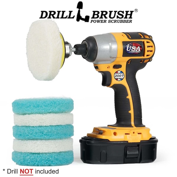 Cepillo de Taladro Drillbrush - Accesorios de Cocina - Almohadillas de Fregado - Limpiador de Ducha - Baño - P4-3WU-3V-QC-DB