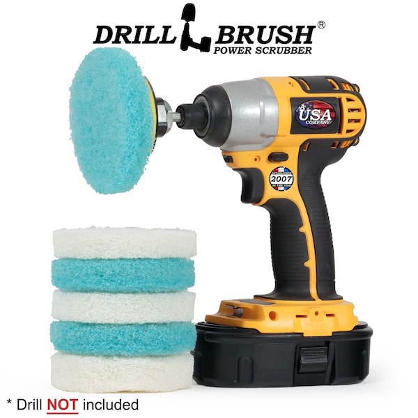 Cepillo de Taladro Drillbrush - Accesorios de Cocina - Almohadillas de Fregado - Limpiador de Ducha - Baño - P4-3WU-3V-QC-DB
