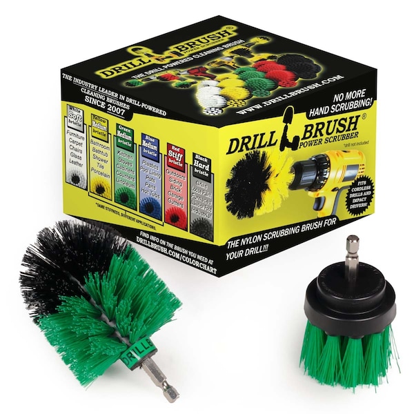 Cepillo para taladro tamaño mini con cerdas largas de rigidez media para limpieza impulsada por taladro, PK 2 - G-L-2M-QC-DB
