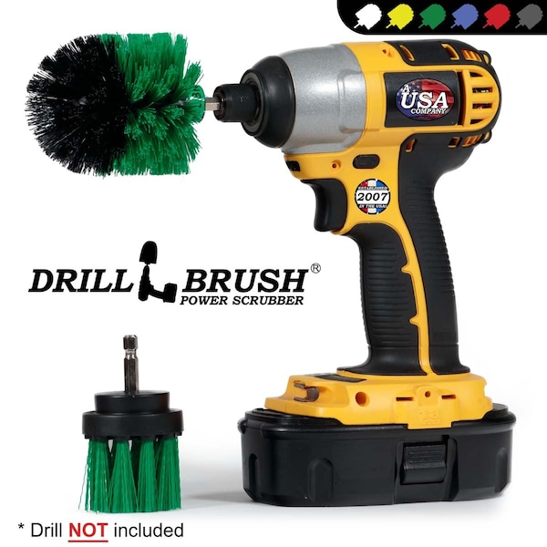 Cepillo para taladro tamaño mini con cerdas largas de rigidez media para limpieza impulsada por taladro, PK 2 - G-L-2M-QC-DB