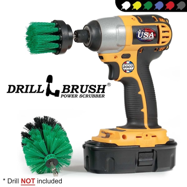 Cepillo para taladro tamaño mini con cerdas largas de rigidez media para limpieza impulsada por taladro, PK 2 - G-L-2M-QC-DB