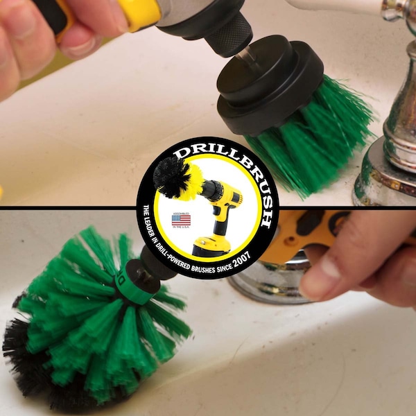 Cepillo para taladro tamaño mini con cerdas largas de rigidez media para limpieza impulsada por taladro, PK 2 - G-L-2M-QC-DB