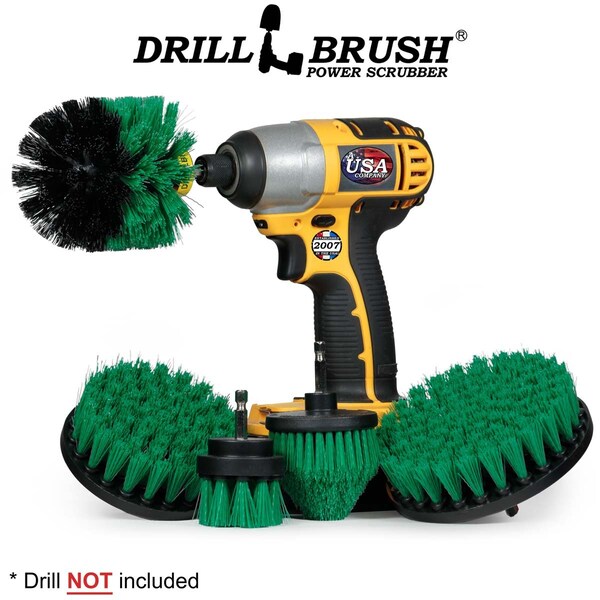 Cepillo taladro Power Scrubber de Useful Products 5 pulgadas de ancho 5 pulgadas de largo, verde - G-S-542CO-QC-DB