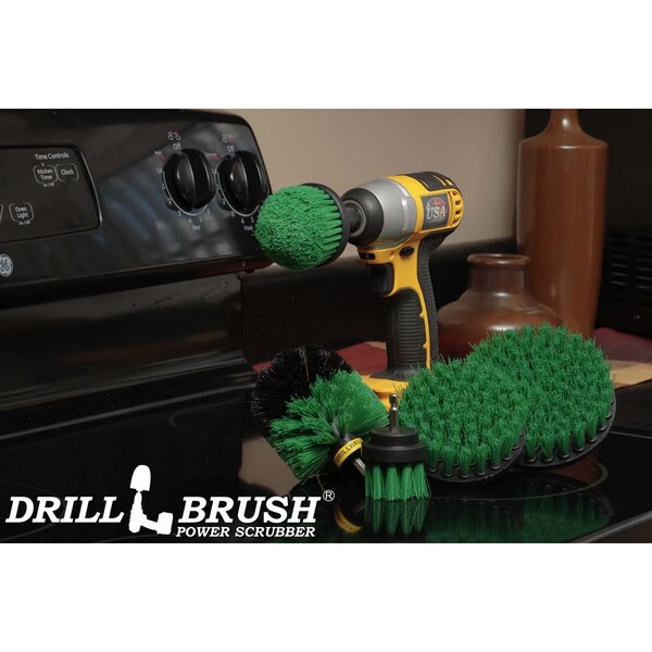 Cepillo taladro Power Scrubber de Useful Products 5 pulgadas de ancho 5 pulgadas de largo, verde - G-S-542CO-QC-DB