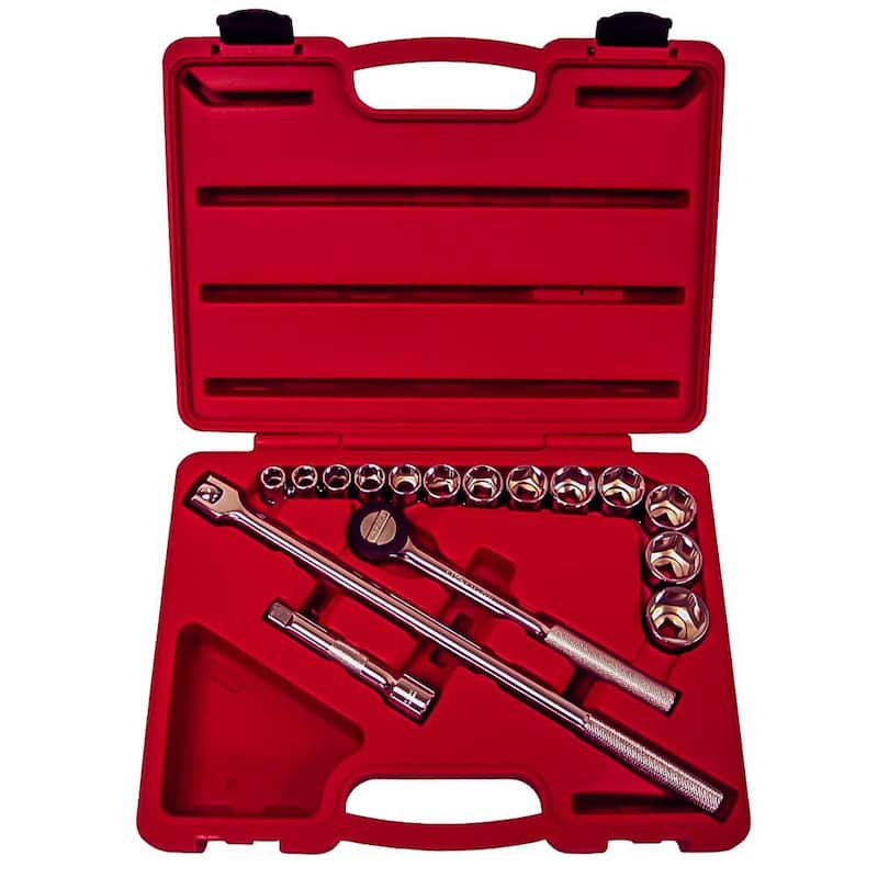 Juego de llaves de vaso K Tool International de 1/2 pulgadas de 16 piezas en medidas estándar (SAE) - KTI23000