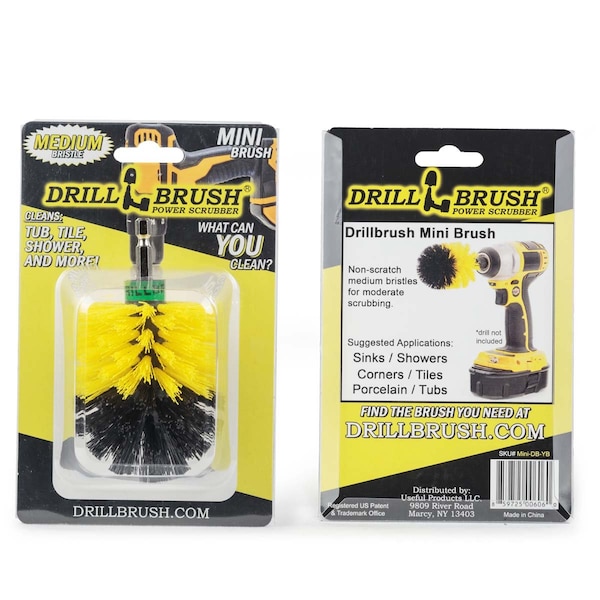 Cepillo de Taladro Power Scrubber de Useful Products 5 in W 5 in L, Amarillo - MINI-DB-YB