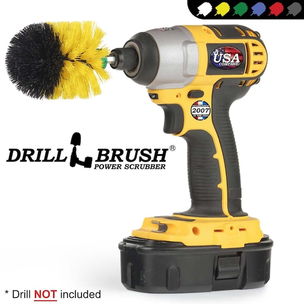 Cepillo de Taladro Power Scrubber de Useful Products 5 in W 5 in L, Amarillo - MINI-DB-YB