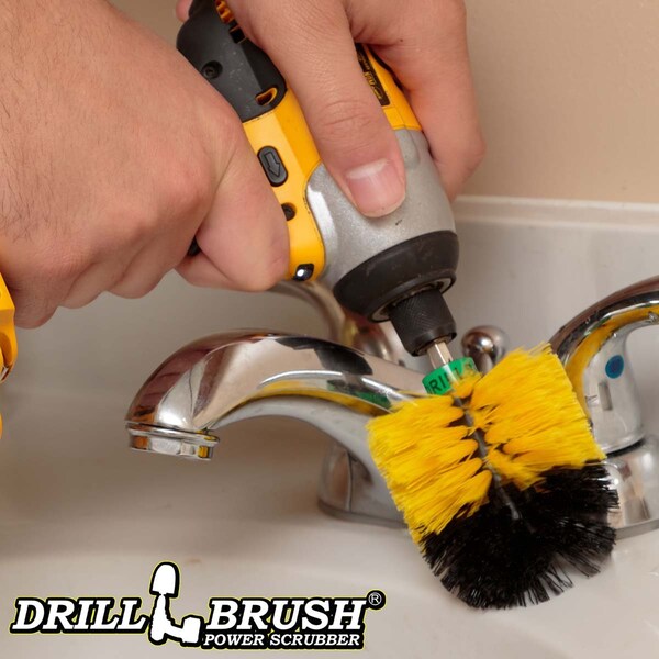 Cepillo de Taladro Power Scrubber de Useful Products 5 in W 5 in L, Amarillo - MINI-DB-YB