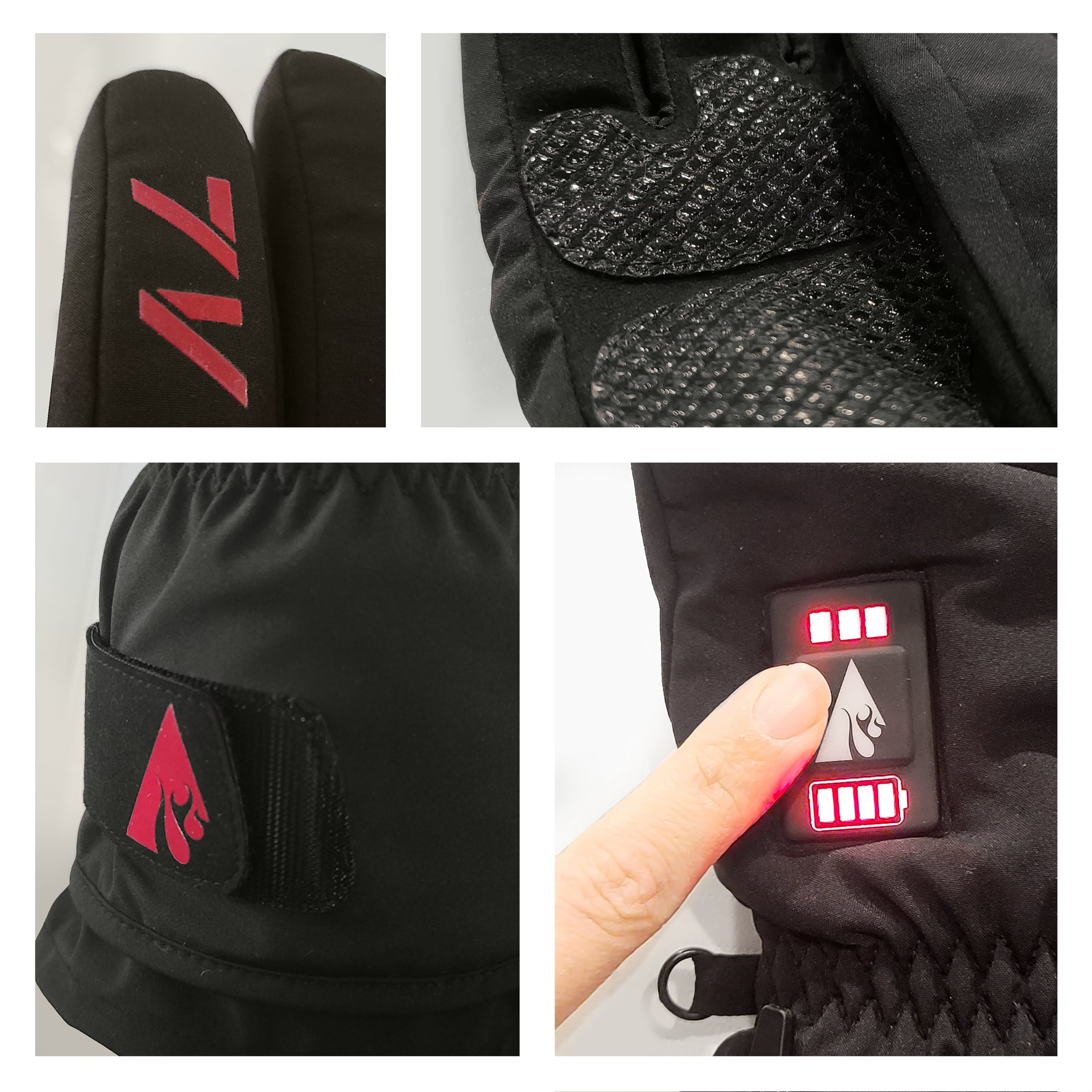 Guantes de clima frío de poliéster negro extra grande de ActionHeat