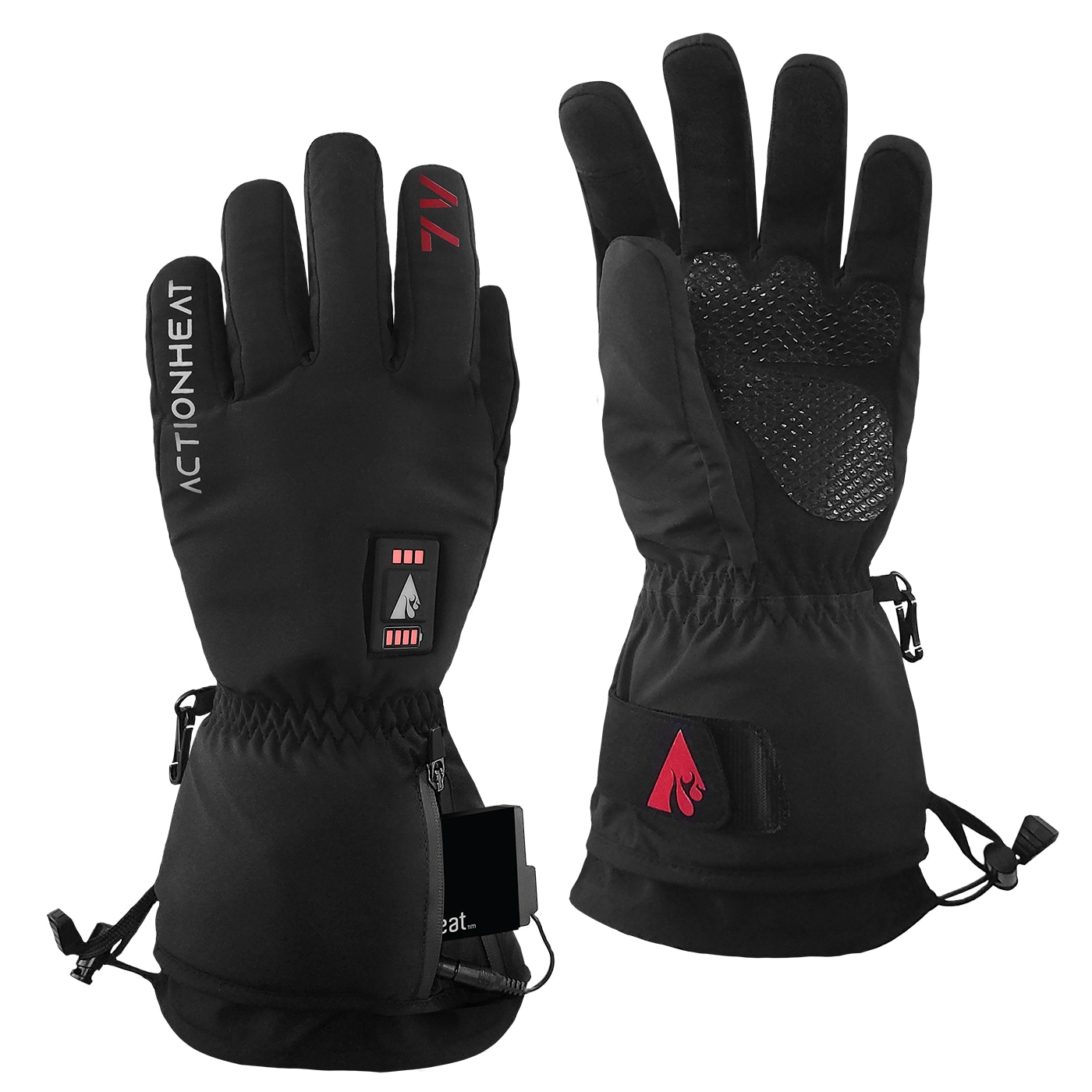 Guantes de clima frío de poliéster negro extra grande de ActionHeat