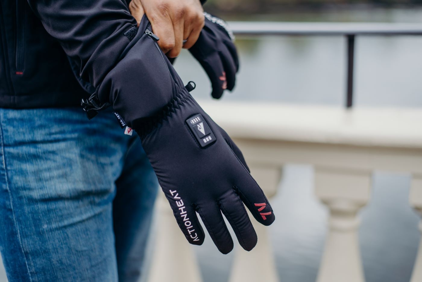 Guantes de clima frío de poliéster negro extra grande de ActionHeat