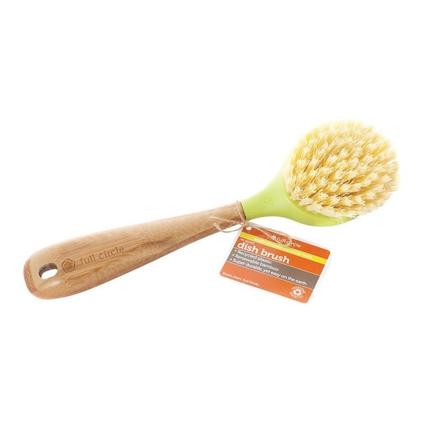 Cepillo para platos Full Circle Home Full Circle 2.56 pulg. W de mango de bambú con cerdas medianas - FC10108