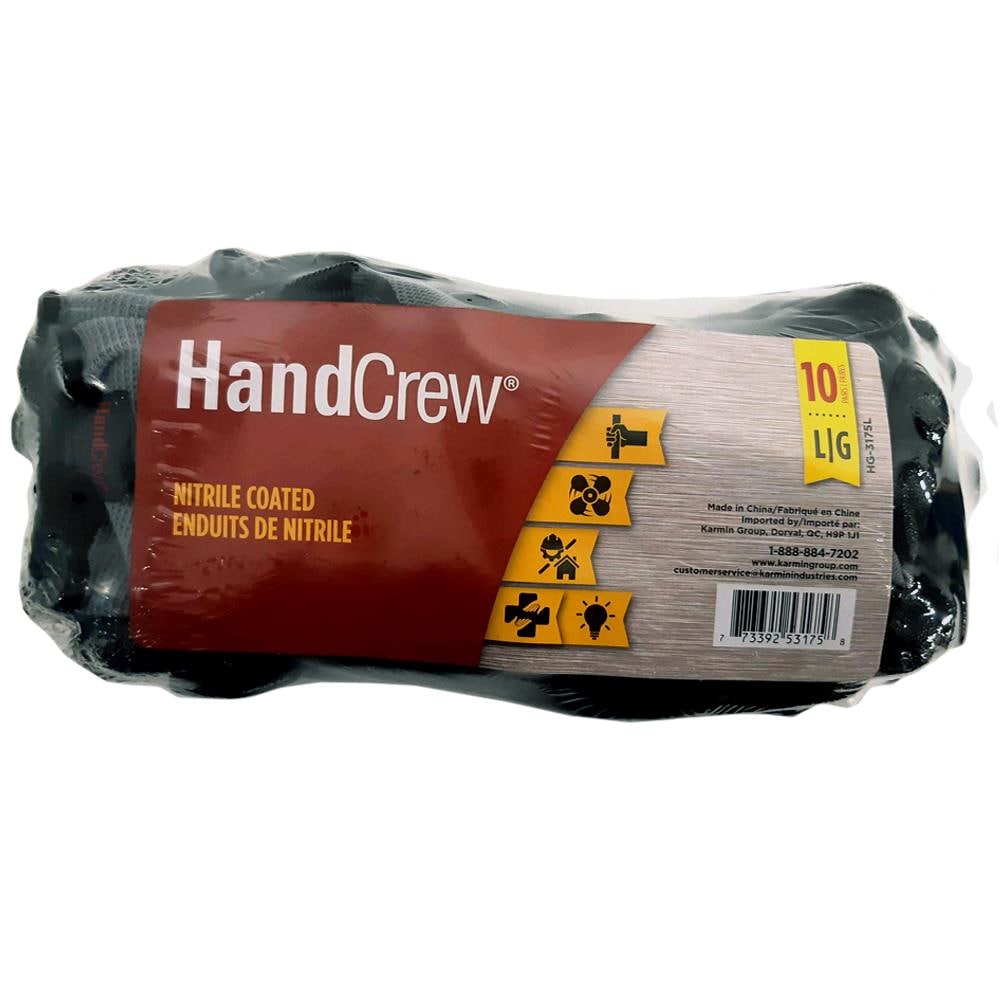 Guantes de trabajo universales de nitrilo negro, talla única - 10 pares