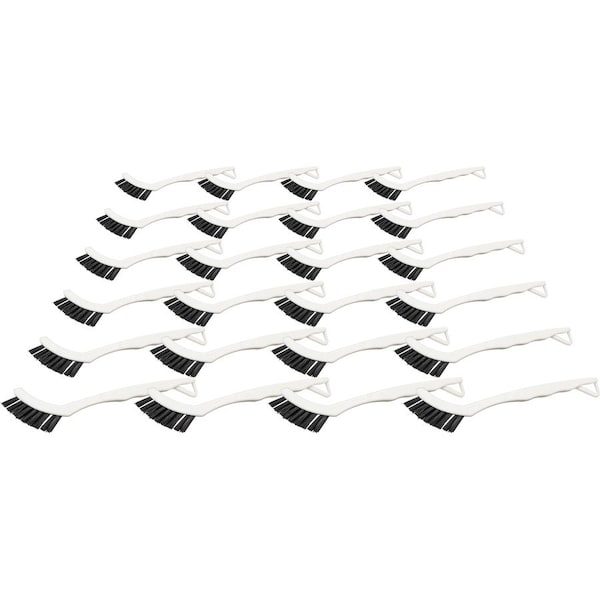 Cepillo para juntas de Genuine Joe - Mango de plástico de 8 pulgadas - Cerdas de nailon - Blanco, paquete de 24 - GJO18414CT