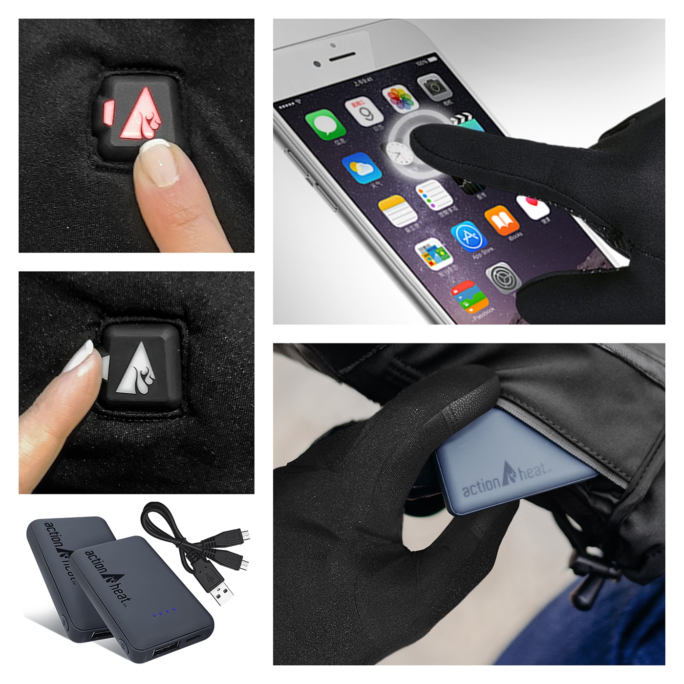 Guantes de clima frío de poliéster negro, tamaño Grande/Extra-Grande de ActionHeat