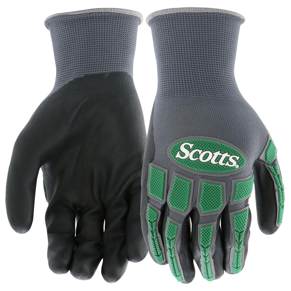 Guantes de jardinería de poliéster grandes y grises con recubrimiento de nitrilo - 1 par
