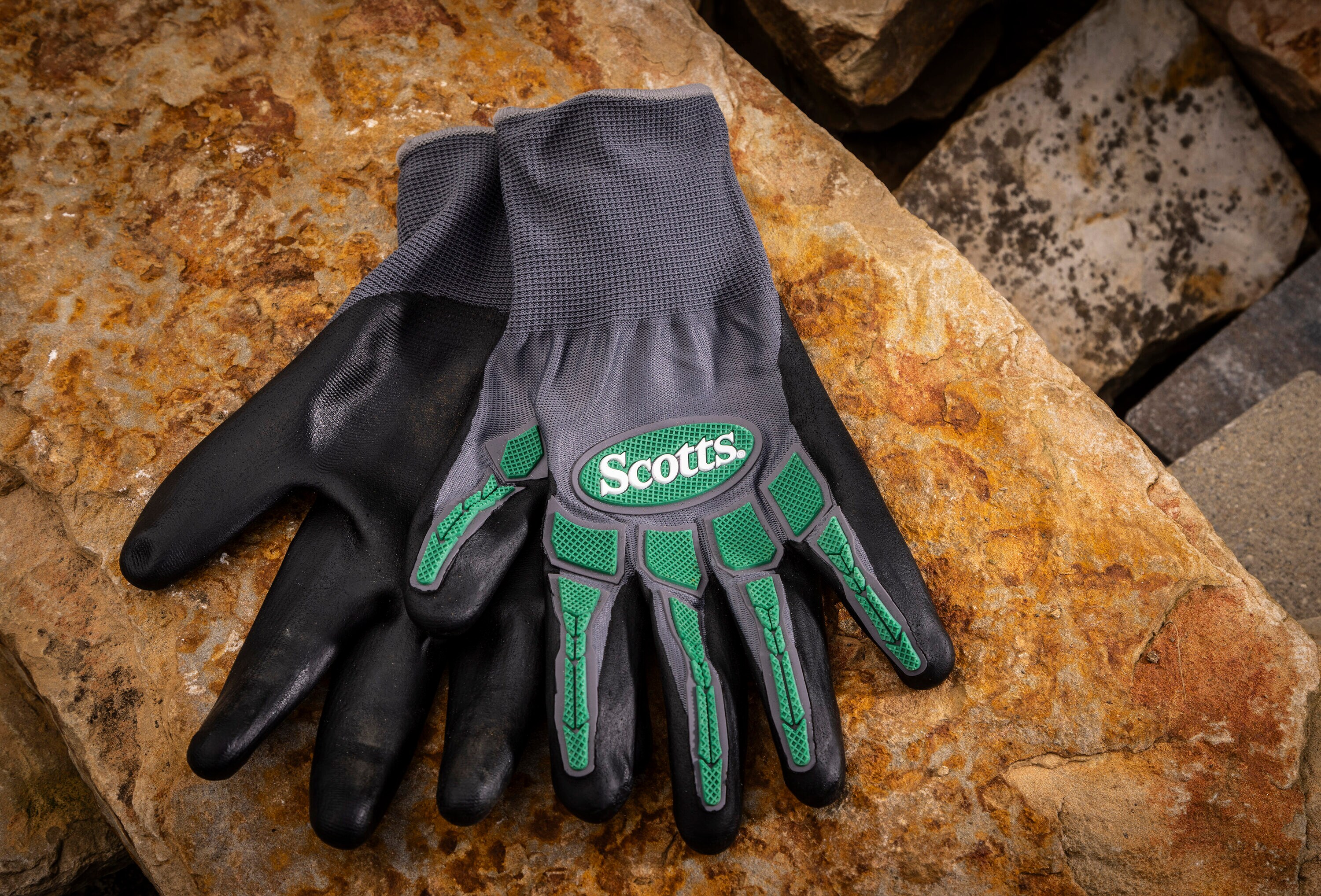 Guantes de jardinería de poliéster grandes y grises con recubrimiento de nitrilo - 1 par