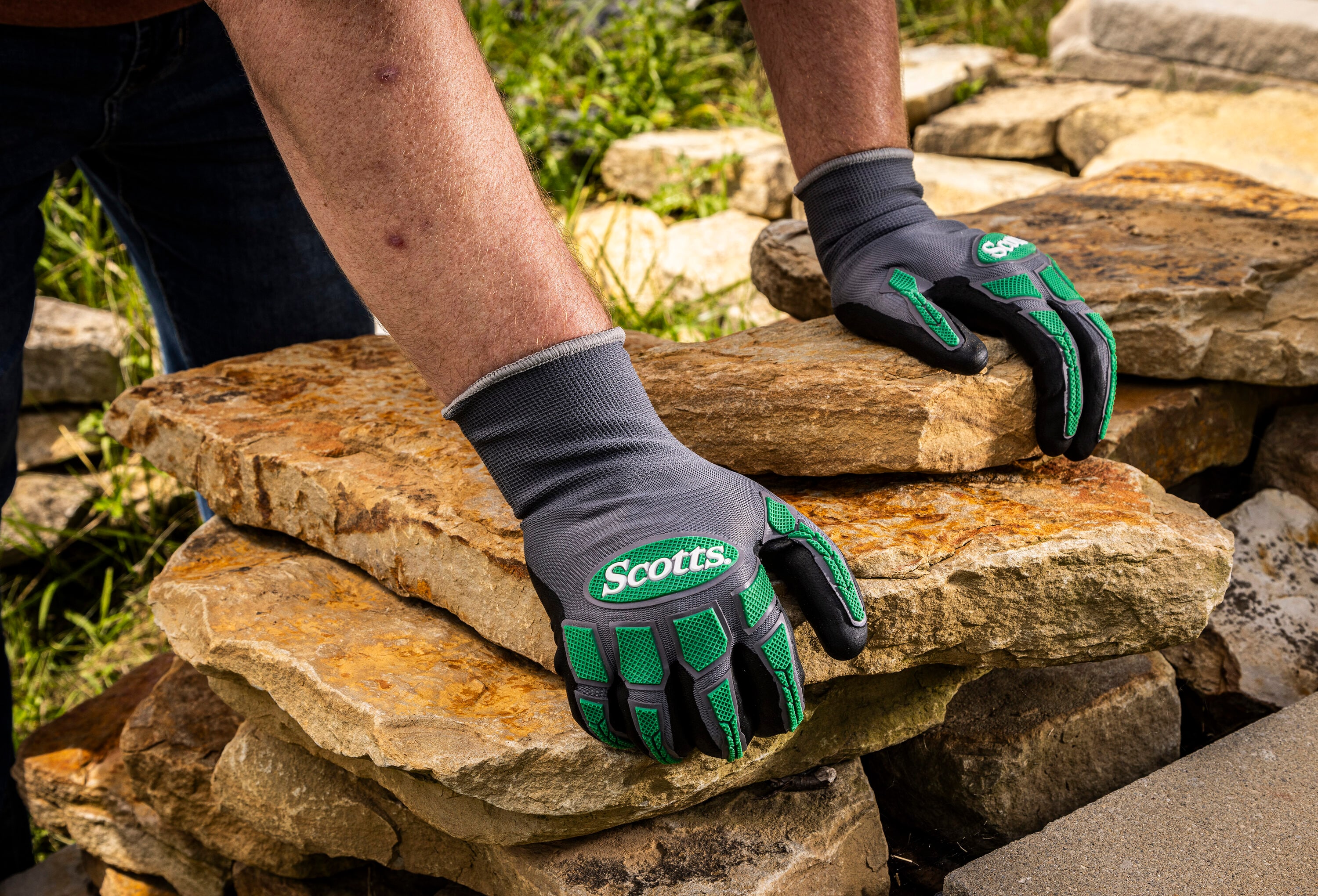 Guantes de jardinería de poliéster grandes y grises con recubrimiento de nitrilo - 1 par