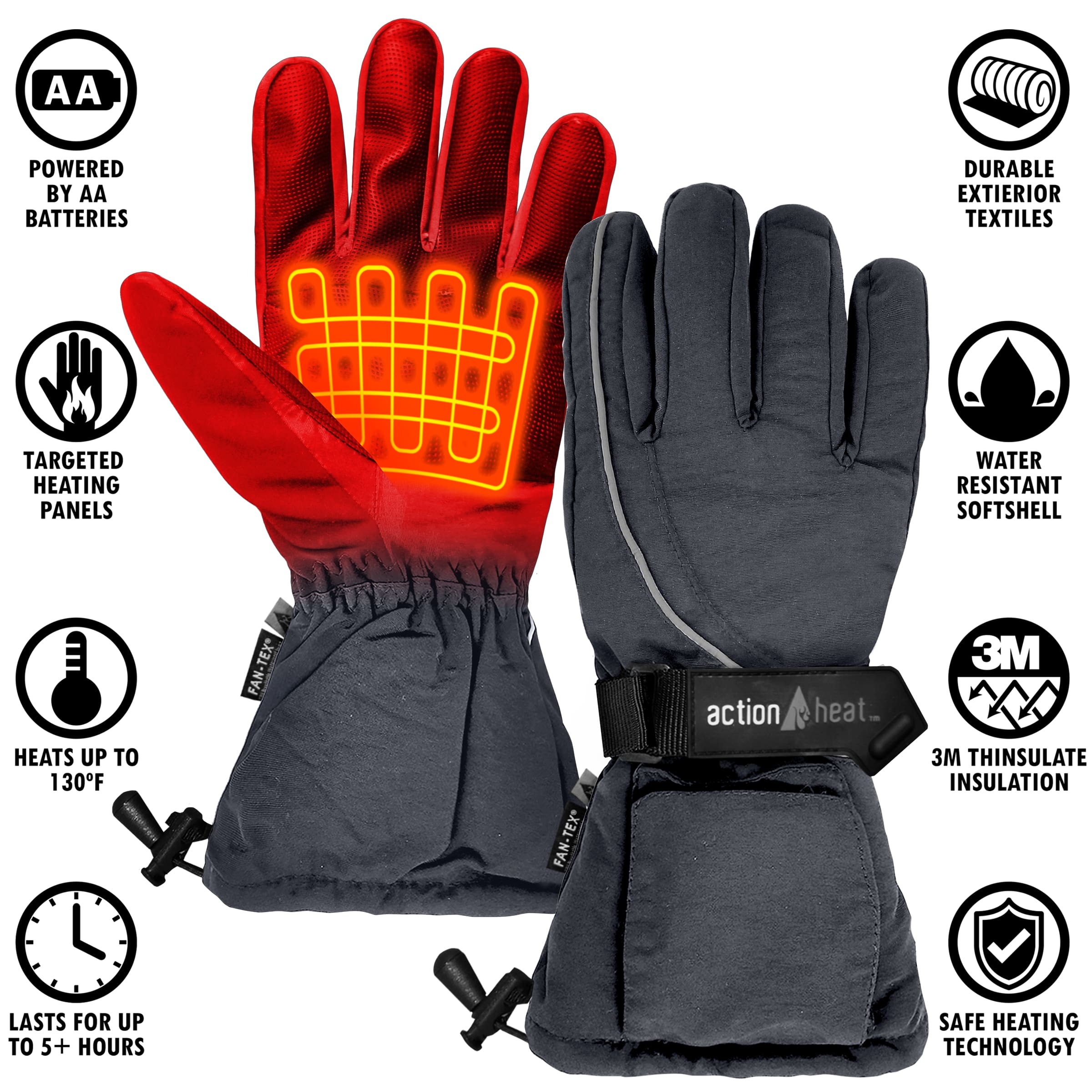 Guantes para clima frío de poliéster gris, talla única - ActionHeat
