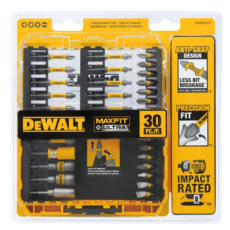 DEWALT ATOMIC Taladro/destornillador compacto inalámbrico de 20 voltios con batería de iones de litio de 1/2 pulgada, juego de 30 puntas de 30 unidades, batería de 2Ah y cargador - DCD794D1WDF30SE