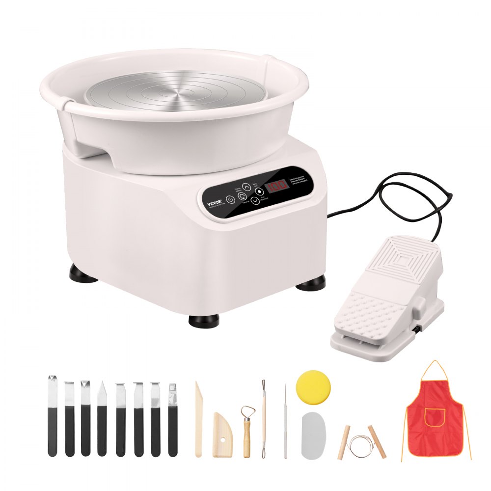 VEVOR Pottery Wheel, Direct Drive Ceramic Wheel with Shaping Tools for DIY Art Craft, 11 inch Pottery Forming Machine, 450W Electric Wheel for Pottery with Foot Pedal and LCD Touch Screen, White - ZQLPJXS11YC4I5H6PV1
