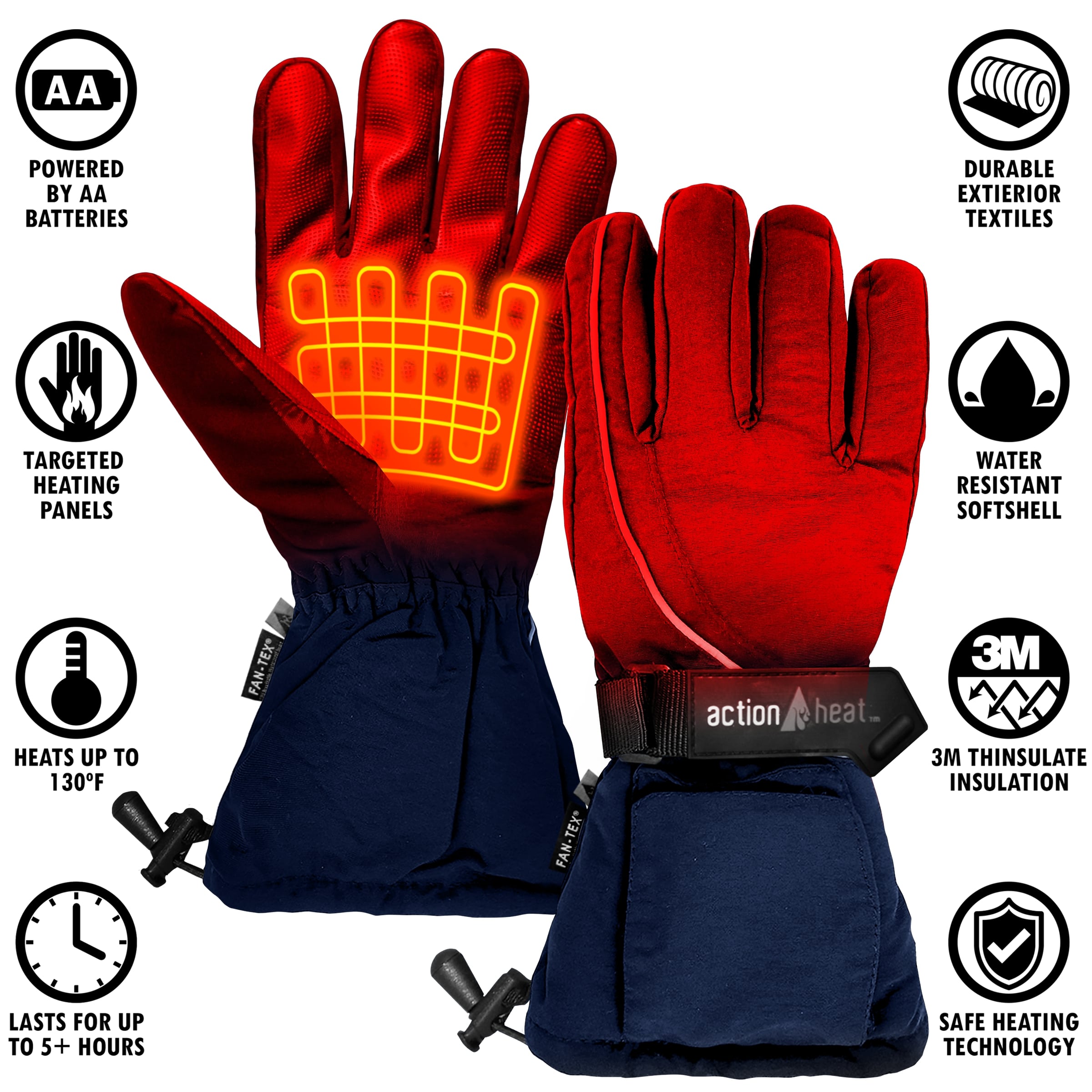 Guantes para clima frío de poliéster azul con talla única - ActionHeat