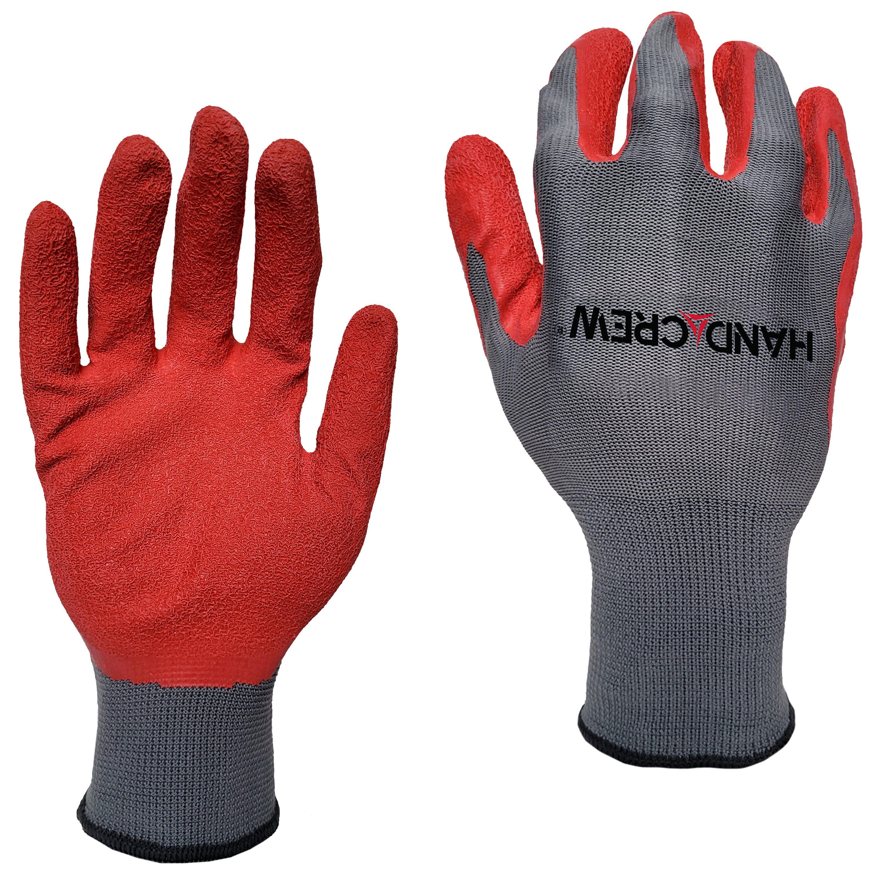 Guantes de construcción de látex rojo sumergidos en látex, talla única, 6 pares