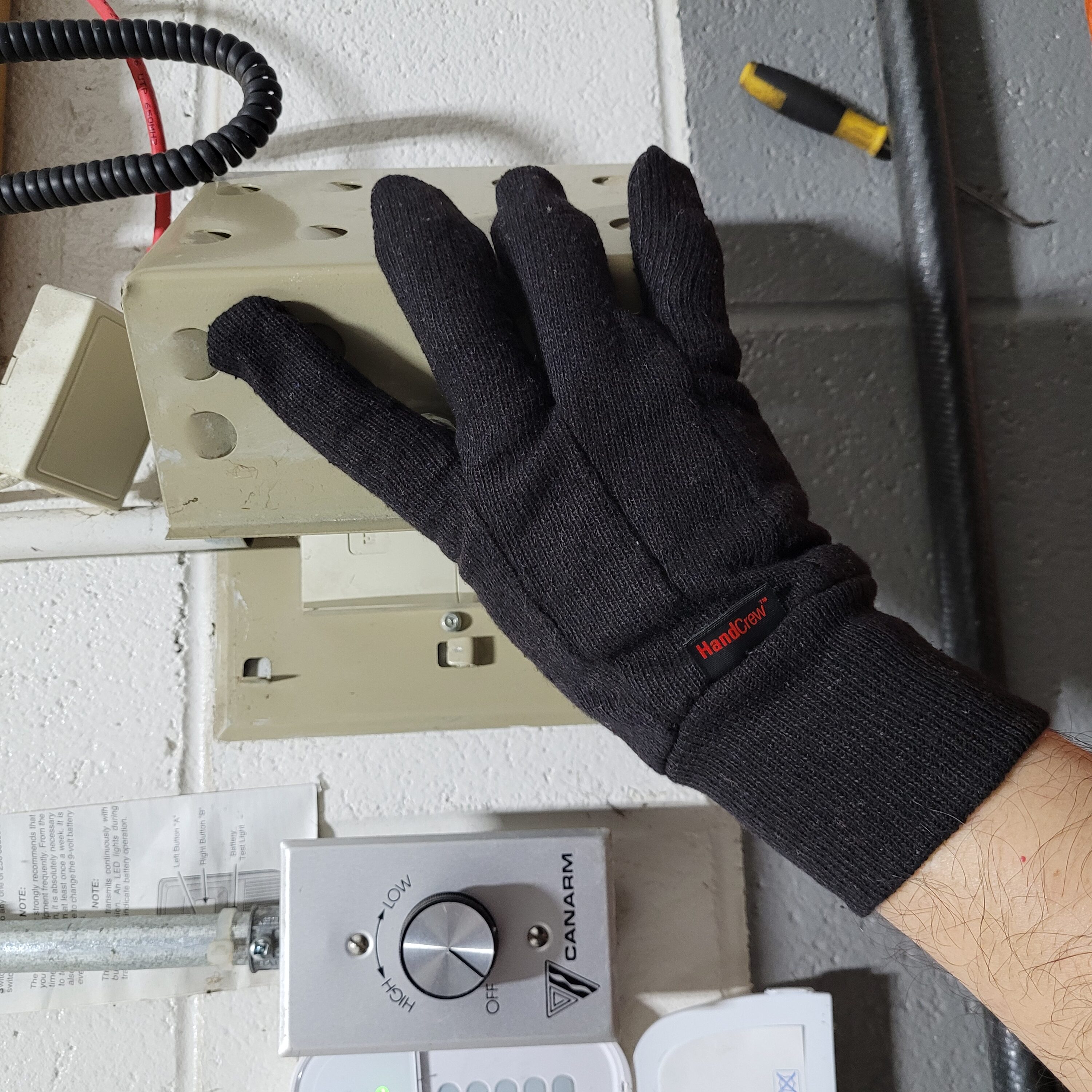 Guantes de construcción de poliéster/algodón negros, talla única, 8 pares
